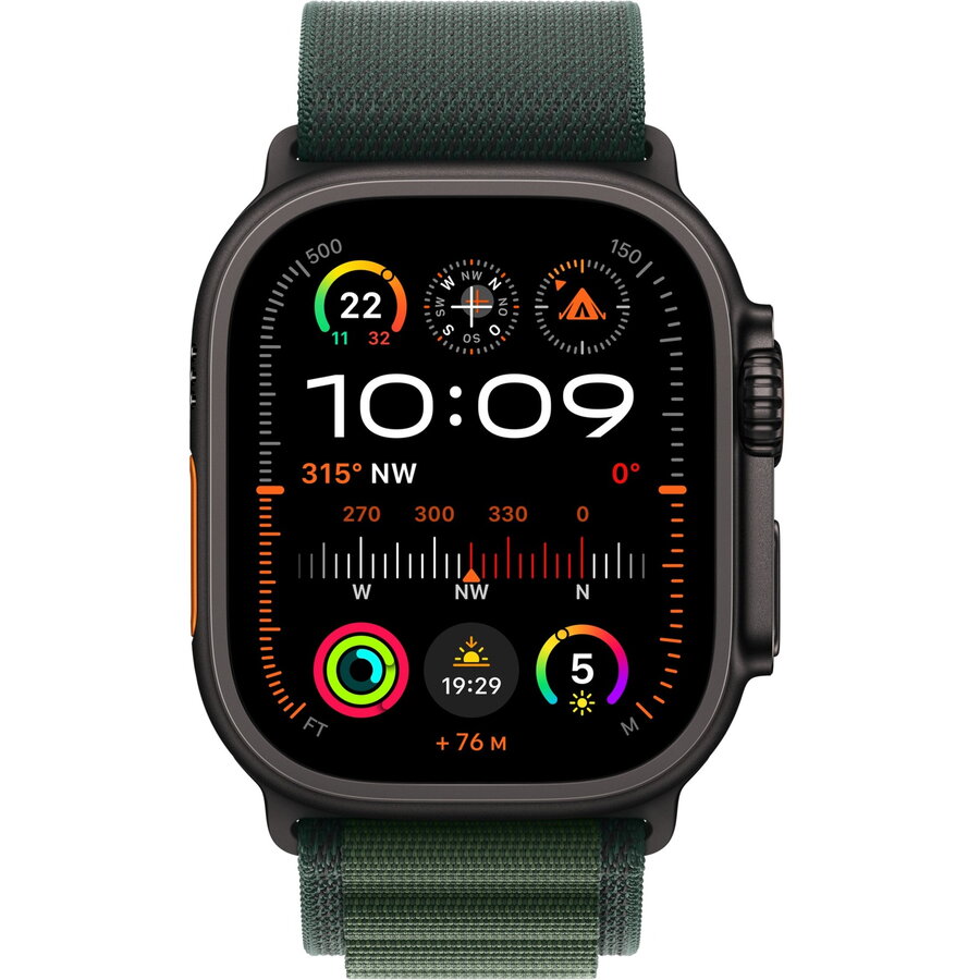 Smartwatch Watch Ultra 2, Smartwatch (black, 49 mm, Alpine Loop dark green, titanium case, cellular)
