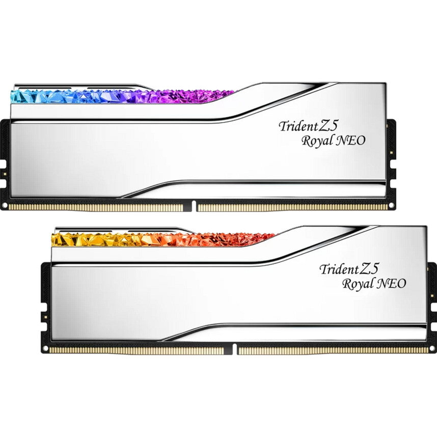 Memorie DDR5 - 64GB - 6000 - CL - 26 (2x 32 GB) dual kit (silver, F5-6000J2636H32GX2-TR5NS, Trident Z5 Royal Neo, AMD EXPO)