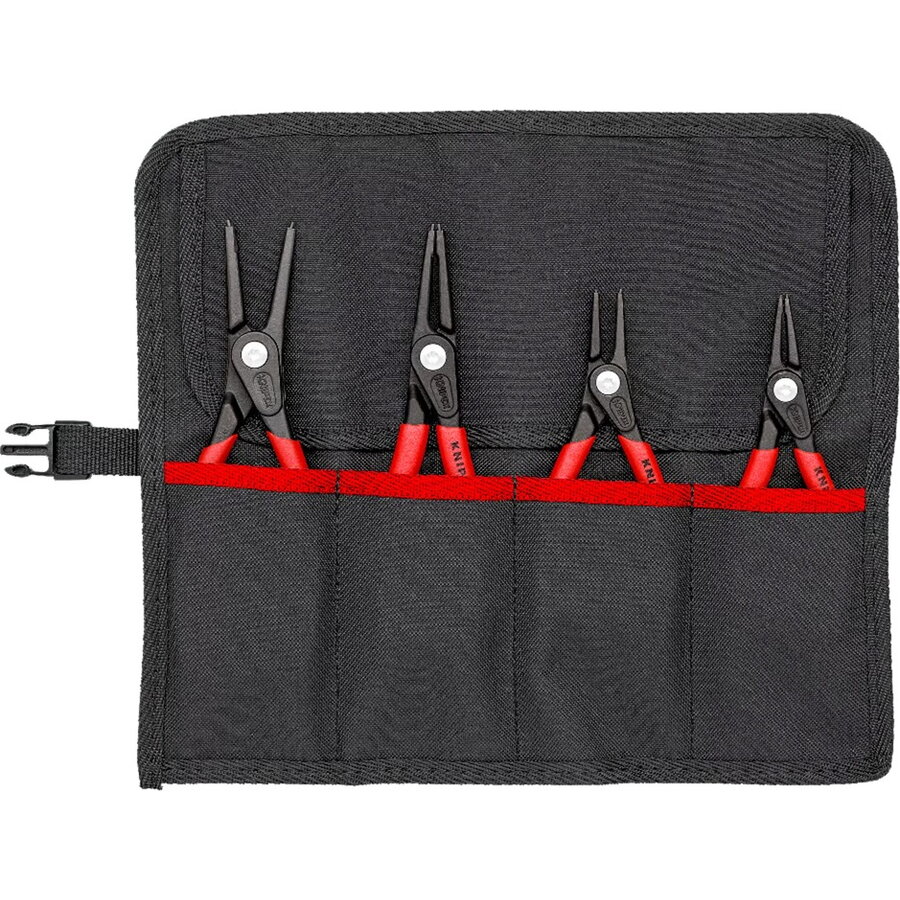 circlip pliers set O 12 - 60mm, 4-piece red, 4x straight tips, in roll-up bag