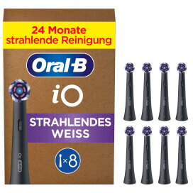 Braun iO Radiant White 8-pack, black brush heads, for a brightening clean