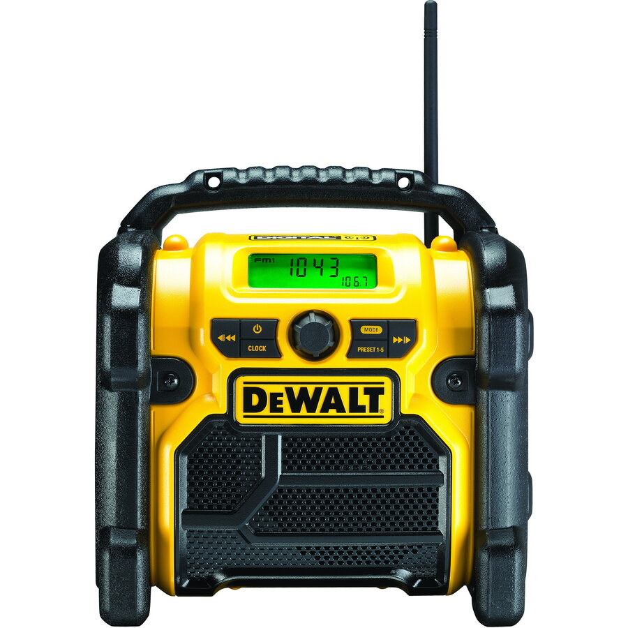 Radio DCR020-QW Cordless and Mains Radio, Construction Site Radio, Yellow/Black, FM, DAB+, AUX, USB