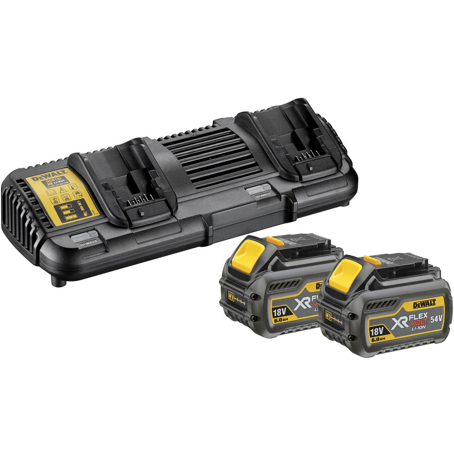 XR FLEXVOLT Battery Starter Kit DCB132T2, incl. 2x 54V 2Ah batteries, yellow/black set, 54V 2Ah or 18V 6Ah, dual fast charger DCB132