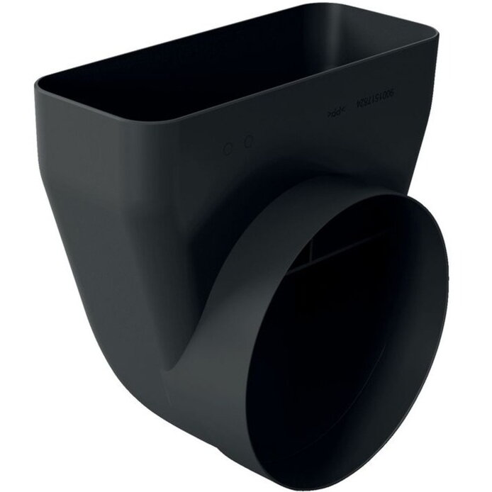 90° adapter piece Z861SI1, O 150mm (black, round>flat, male)