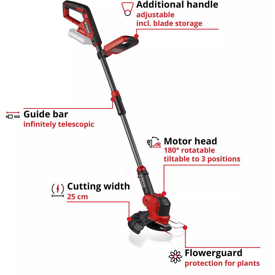 Power X-Change Akku-Rasentrimmer GE-CT 18/25 Li - Solo, 18Volt (rot/schwarz, ohne Akku und Ladegerät)
