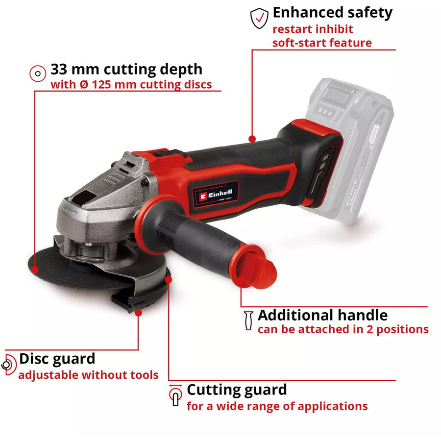 Polizor Power X-Change cordless angle grinder TE-AG 18/125-2 Li - Solo 18Volt (red/black without battery and charger)