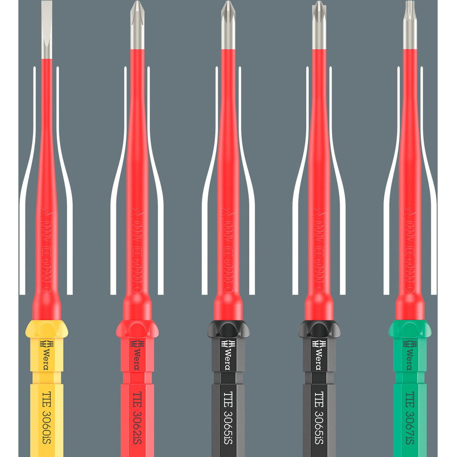 Wera Kraftform Kompakt VDE Stainless 17 extra slim 1 tool finder, 17 pieces (red/blue, incl. 2 plug-in handles, VDE interchangeable blades)