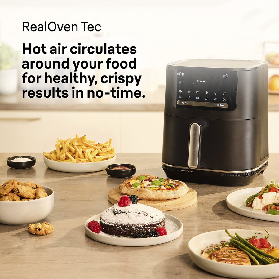 Braun Houshold 2-in-1 hot air fryer MultiFry 5, HF 5054I (black, 2,000 watts, basket 6.0 liters)