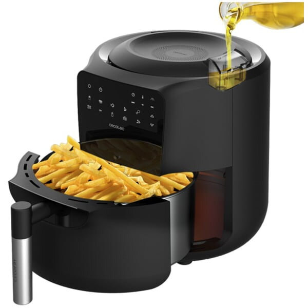 Friteuza hot air fryer CecoFry Rain (black, 1,550 watts, basket 5.5 liters, oil dispenser)