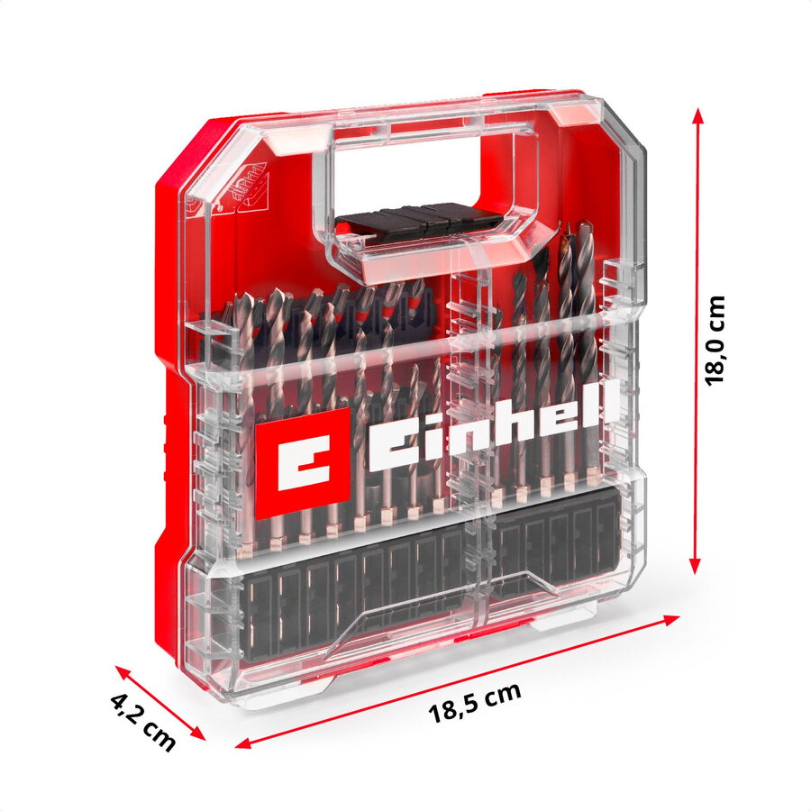 bit and drill set for wood, stone and metal in L-CASE, 40 pieces, drill & bit set