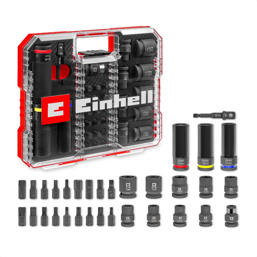 car impact socket and bit set in XL CASE, 32 pieces