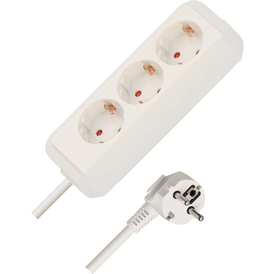 Eco-Line 3-way power strip (white, 5 meter cable)