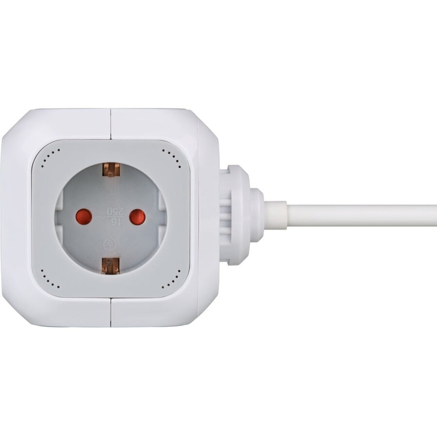 ALEA-Power 4-way socket cube (light grey/white, 1.4 meters)