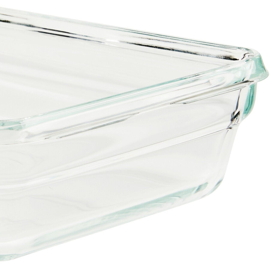 CLIP & CLOSE glass food storage container 0.8 liters (transparent/red, square)