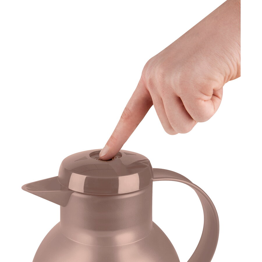SAMBA vacuum jug, 1 liter (dark brown/transparent, QUICK PRESS closure)