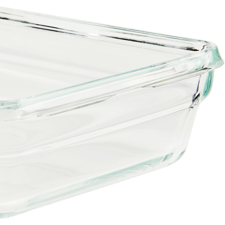 CLIP & CLOSE glass food storage container 0.85 liters (transparent/red, rectangular)