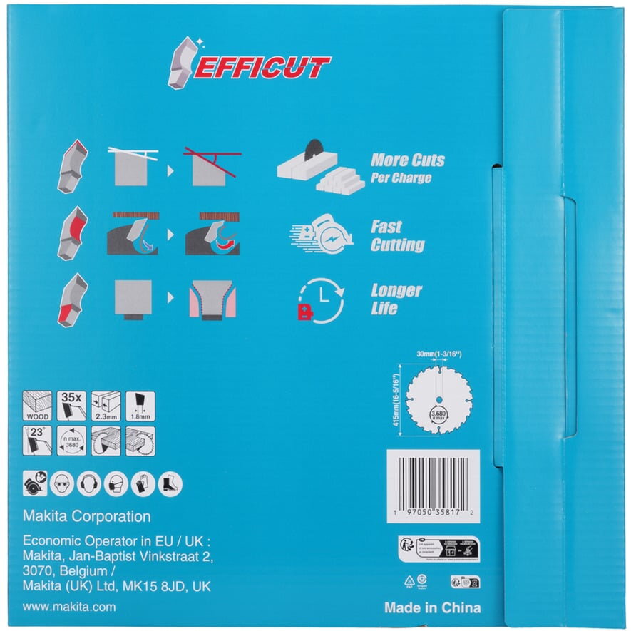 circular saw blade EFFICT E-24848, Ř 415mm, 35Z (bore 30mm, for cordless hand-held circular saws)