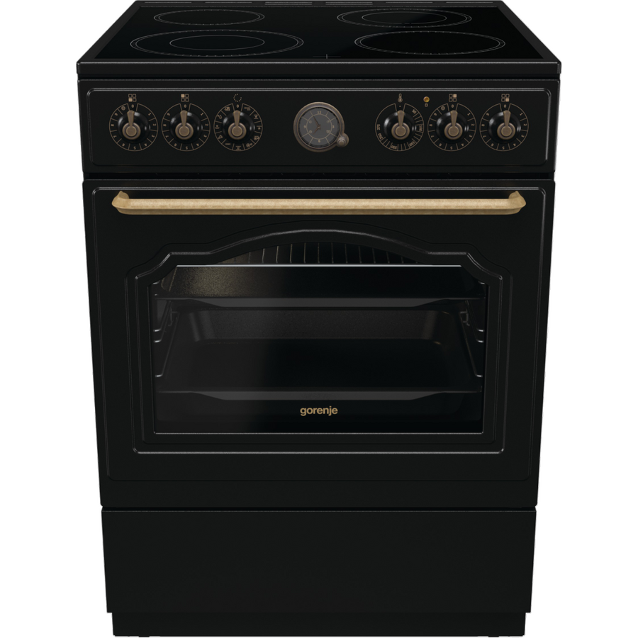 Aragaz Electric Classico GECS6B71CLB Plita Vitroceramica cu 4 Zone de Gatit Cuptor 71L Clasa A 60CM Negru