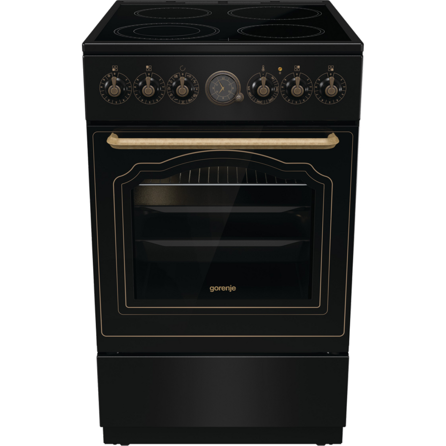Aragaz Electric Classico GECS5B70CLB Plita Vitroceramica cu 4 Zone de Gatit Cuptor 70L Functie AirFry Clasa A 50CM Negru