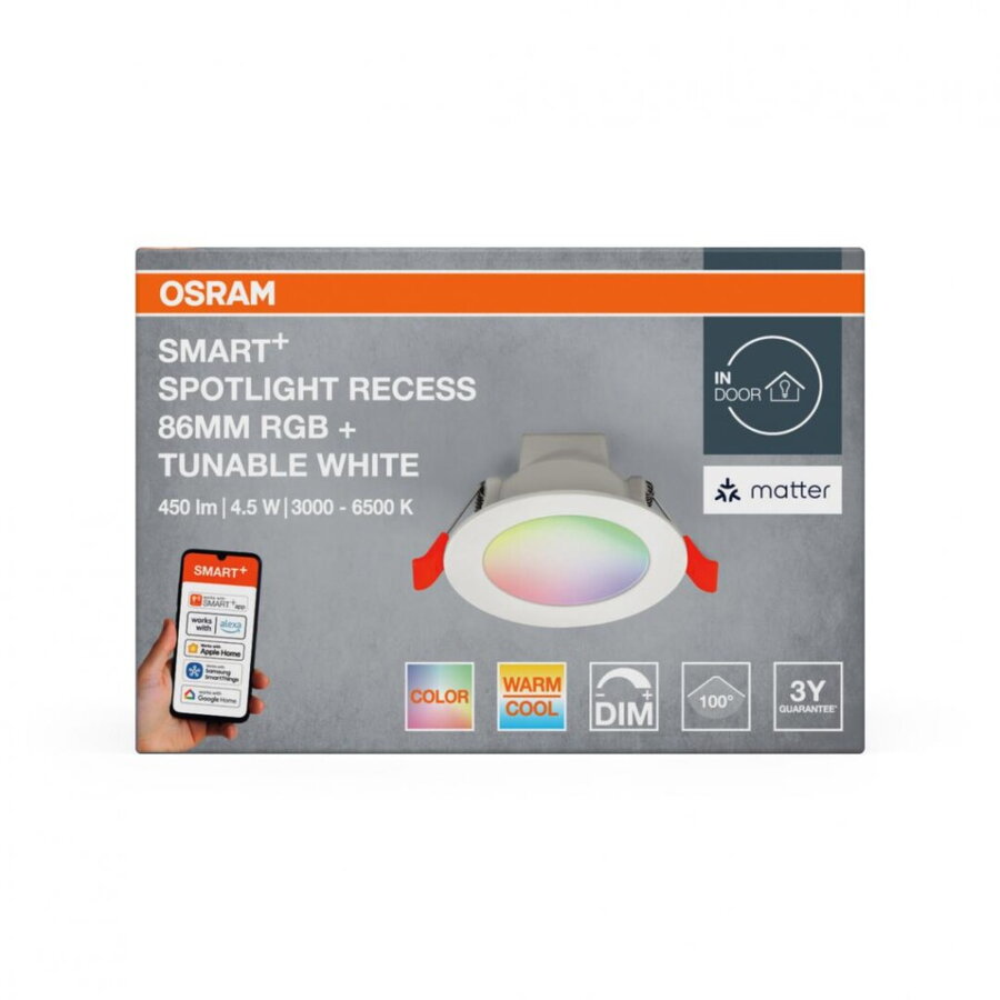 Spot LED 000004099854475719 Smart Wi-Fi Mat SP 86 RGB 4.5W 450lm Lumina Alba si Color(3000-6500K) IP20 Alb