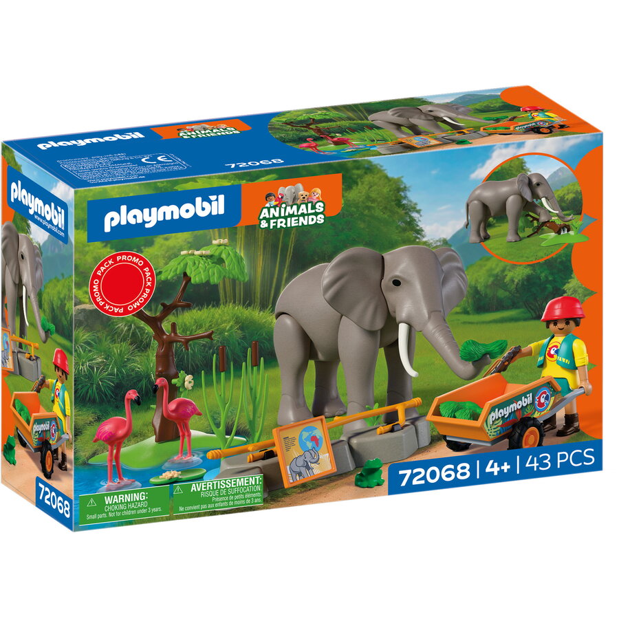 Set de Constructie Animale si prieteni Elefant cu ingrijitor 43 piese +4 ani