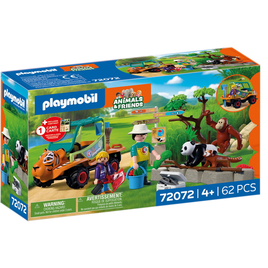 Set de Constructie Animale si prieteni Zoo Vehicul ingrijitor 62 piese +4 ani