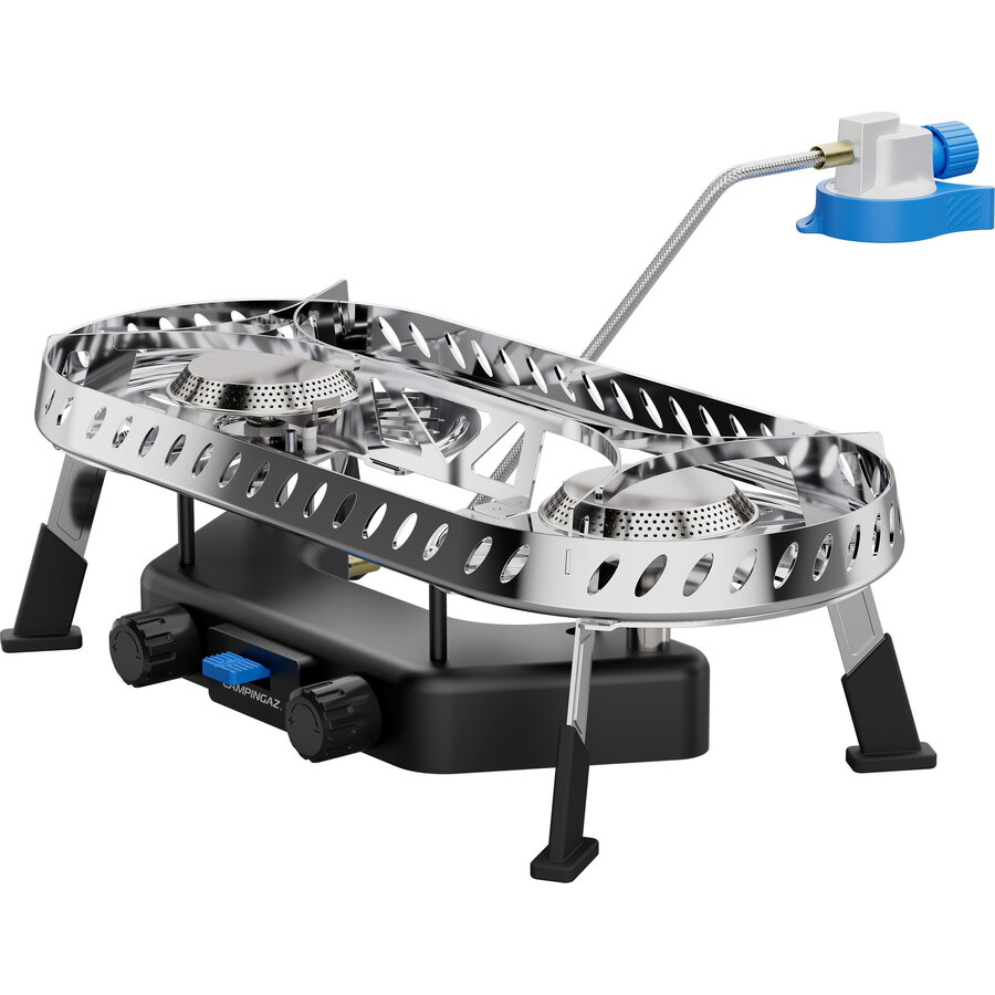 Camp & Trek Twin Connect camping stove (silver/black, 2 hobs 2x 2 kW, for CV470 Plus)