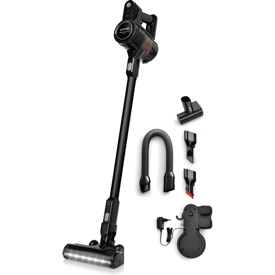 Aspirator Vertical fara Fir SVC216FMLBKII Capacitate Colectare 0.5L 21.6V Autonomie Max 45 Minute Iluminare LED Negru