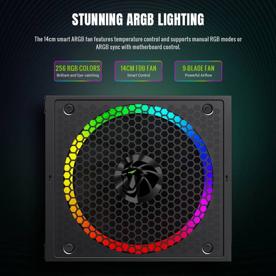 Sursa Gamemax RGB 750G 750W Gold Full Modular Negru — imaginea 3