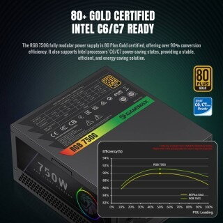 Sursa Gamemax RGB 750G 750W Gold Full Modular Negru — imaginea 4