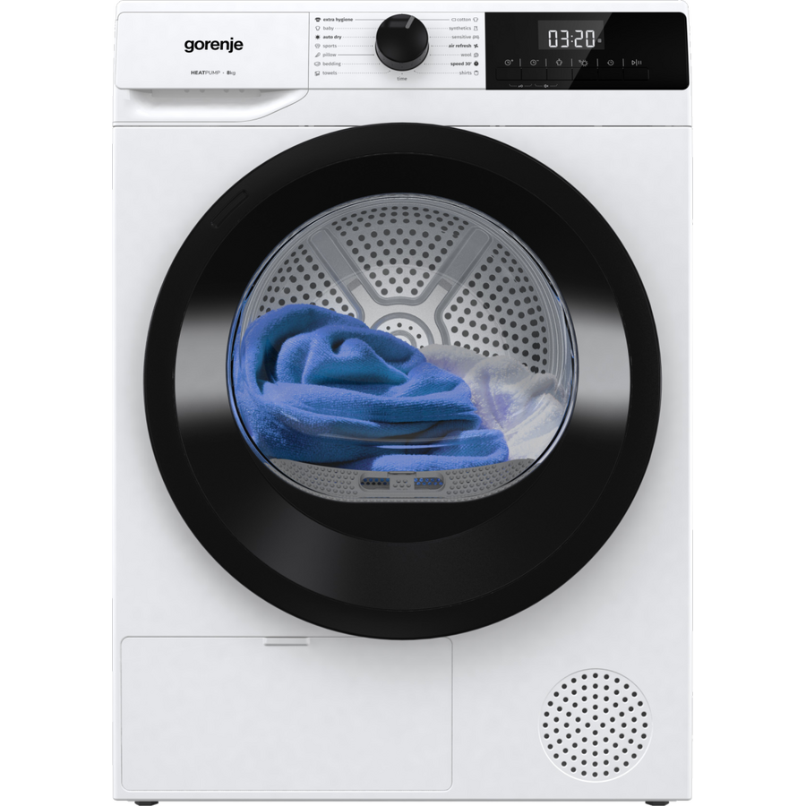 Uscator de Rufe cu Pompa de Caldura DHNE82 Capacitate 8KG 15 Programe Clasa D Alb