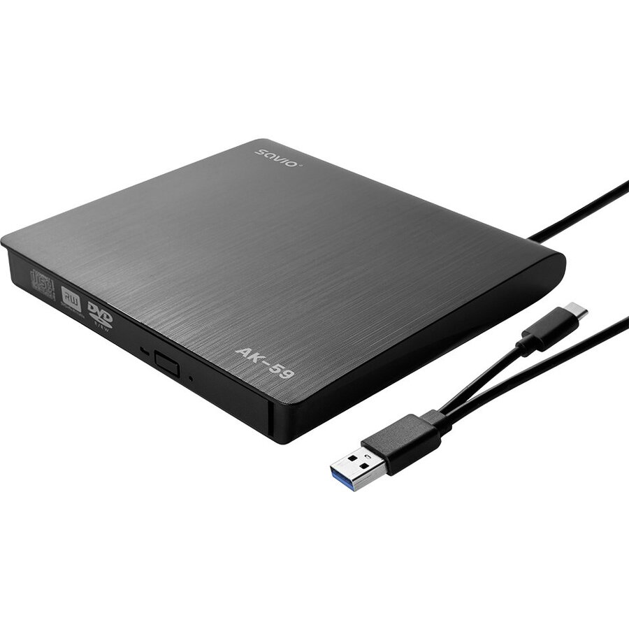 CD/DVD Recorder AK-59 External Slim R/RW  USB-C/USB-A Negru
