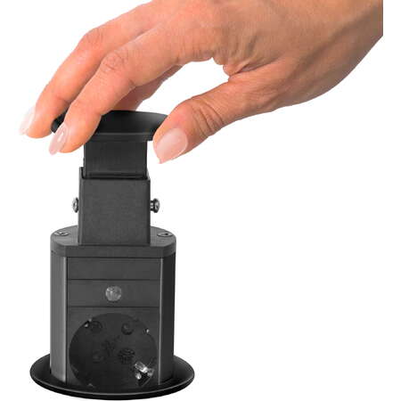 Priza Incastrabila Birou 4 Prize Protectie Copii 3500W Pop Up 250V Negru Mat