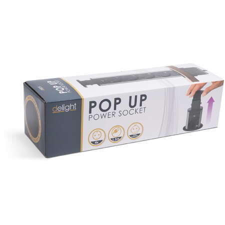 Priza Incastrabila Birou 4 Prize Protectie Copii 3500W Pop Up 250V Negru Mat