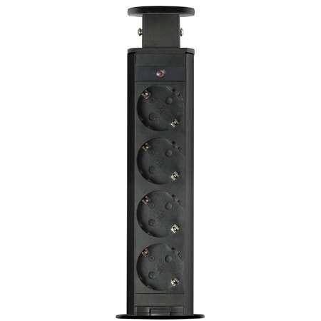 Priza Incastrabila Birou 4 Prize Protectie Copii 3500W Pop Up 250V Negru Mat