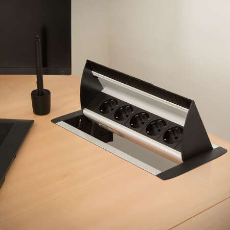 Priza Incorporabila Blat 5 Prize Schuko 16A 3500W Aluminiu Design Ascuns 1.5m