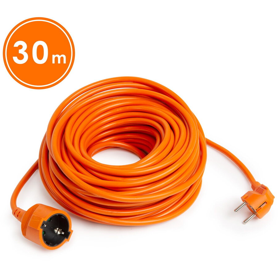 Prelungitor Electric 30m 16A 250V Cablu 3x1.5mm Stecher 90 Grade Uz Interior/Exterior Portocaliu