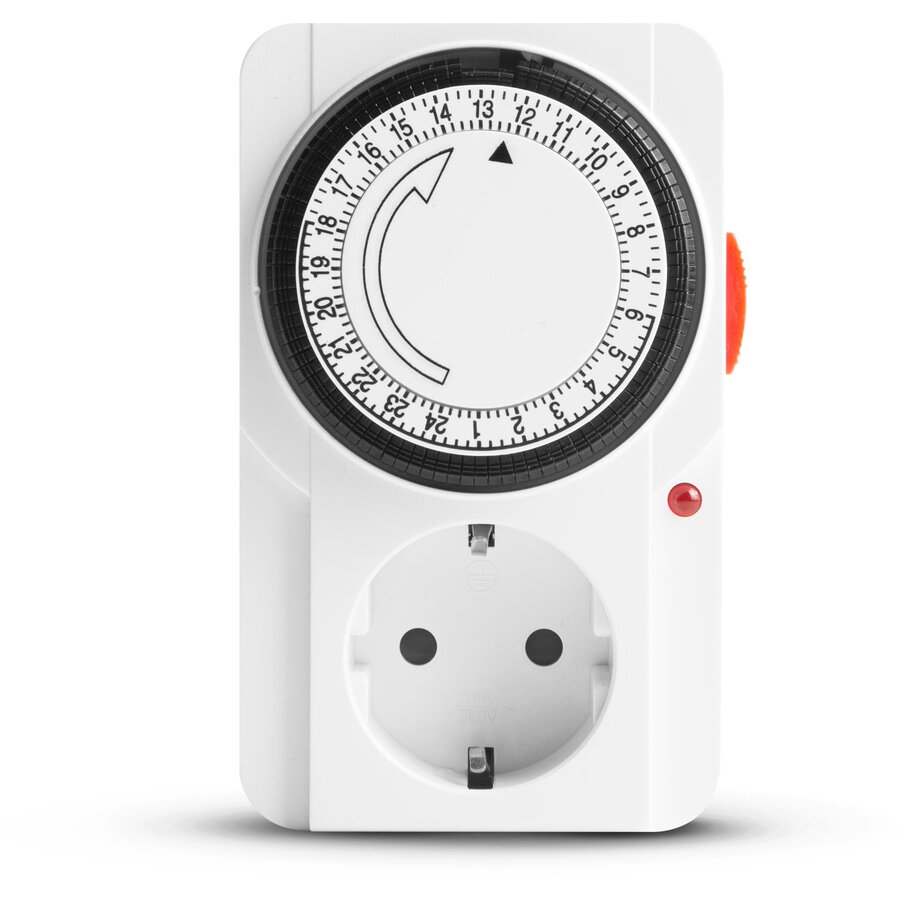 Priza cu Temporizator Analogic 24h 16A 3680W Programare 15 Min LED Alb