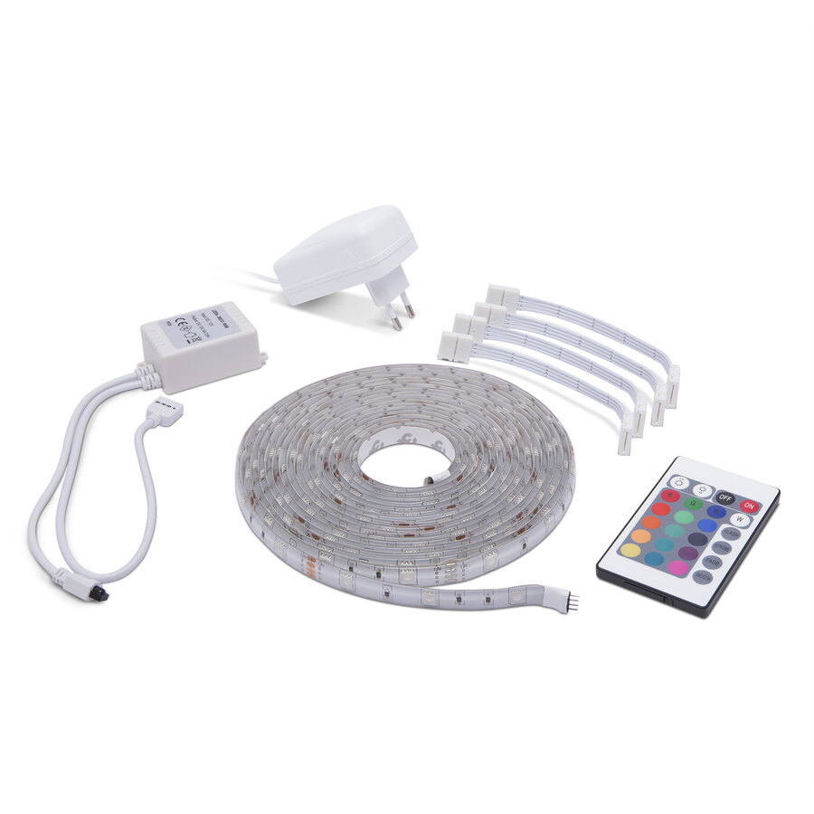 Set Banda LED 5m Telecomanda IP65 Exterior Iluminare Ambientala RGB Multicolor
