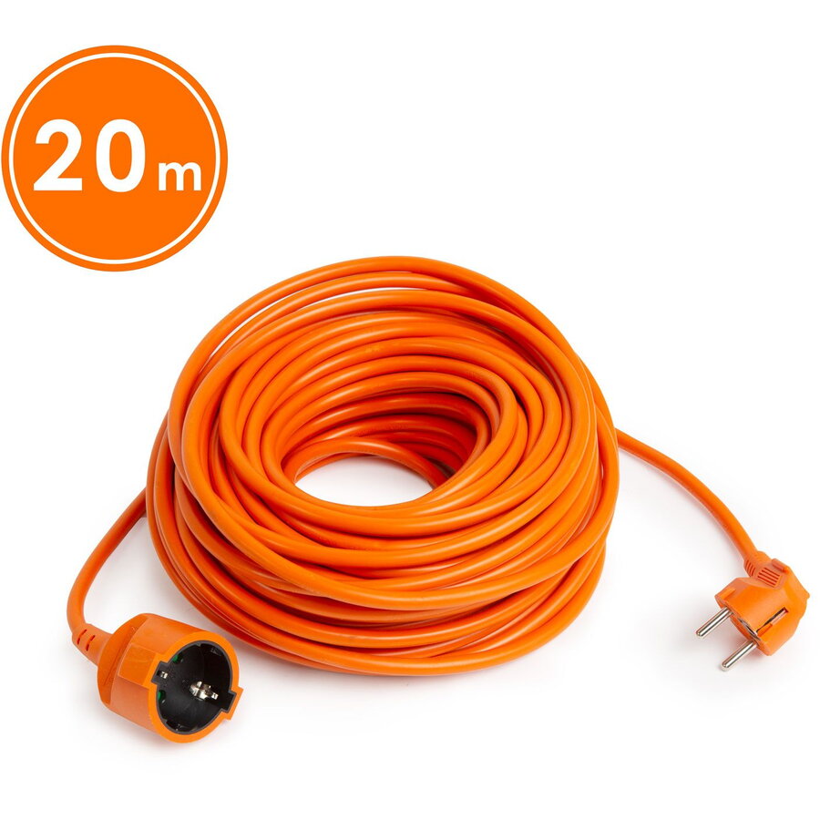 Prelungitor Electric 20m 16A 250V Cablu 3x1.5mm Stecher 90 Grade Uz Exterior/Interior Portocaliu
