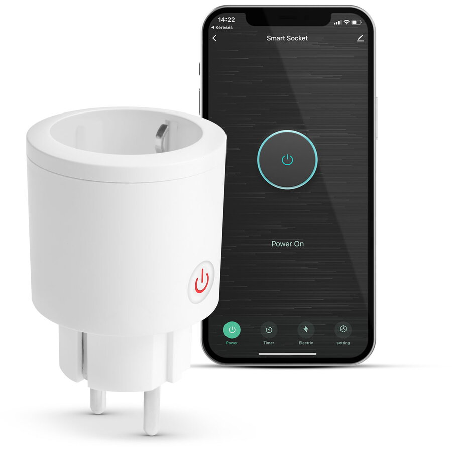 Priza Inteligenta WiFi cu Contor Consum 16A 3680W Alexa Google Siri IFTTT Tuya Priza Slovaca Alb