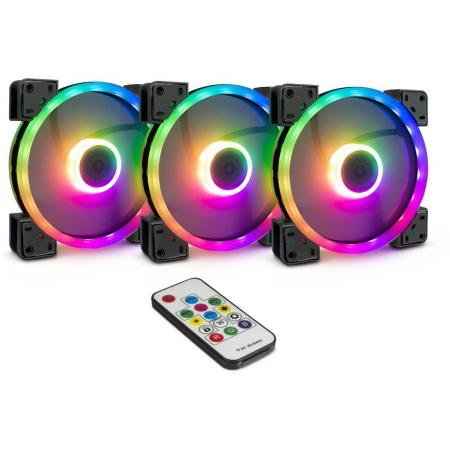 Set 3 Ventilatoare RS-14 140mm Iluminare ARGB