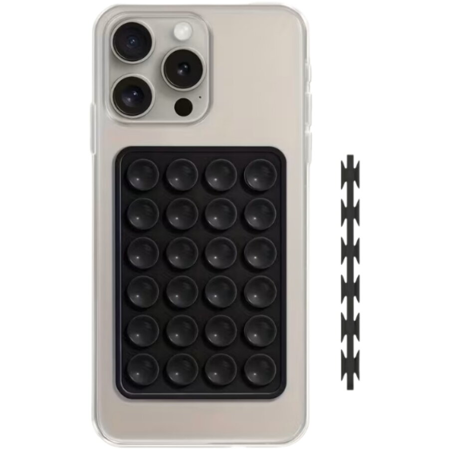 Suport Silicon Duo cu Ventuze pentru Telefon Negru