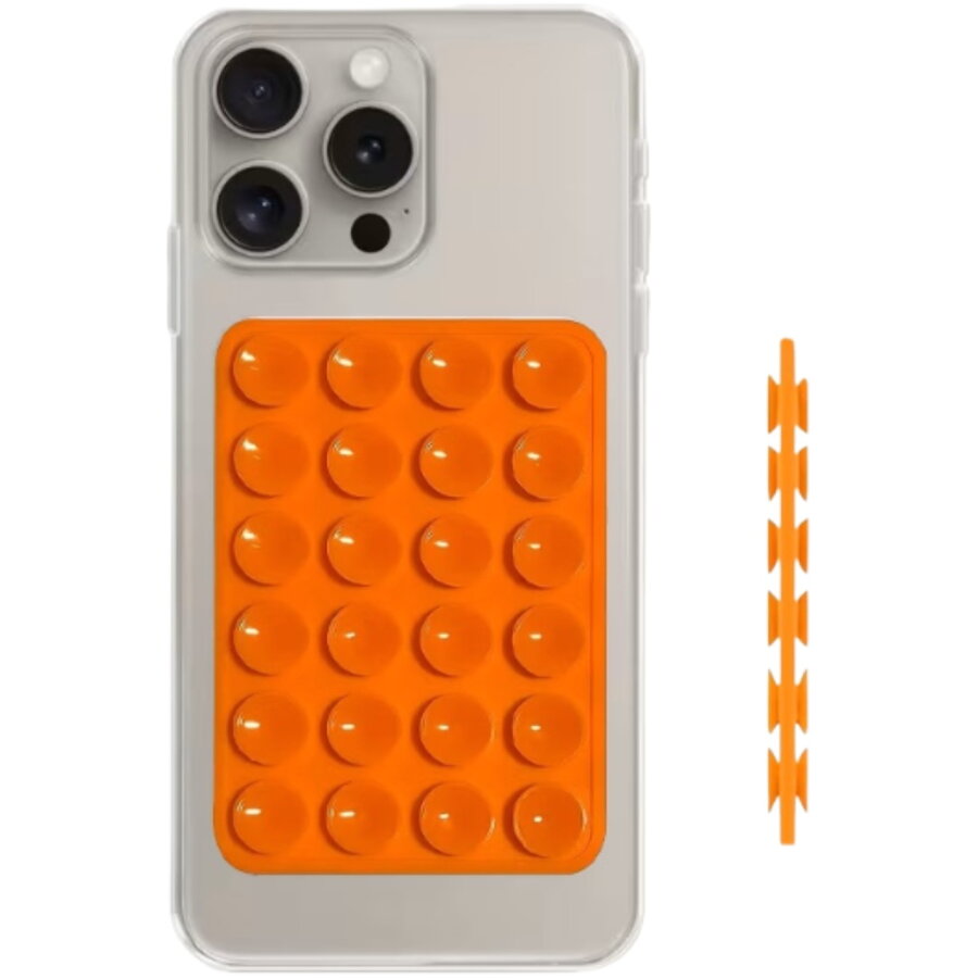 Suport Silicon Lemontti Duo cu Ventuze pentru Telefon Portocaliu