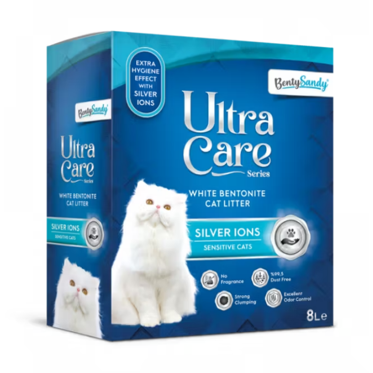 Asternut Igienic Benty Sandy Ultra Care Ioni de Argint pentru Pisici Sensibile 8L