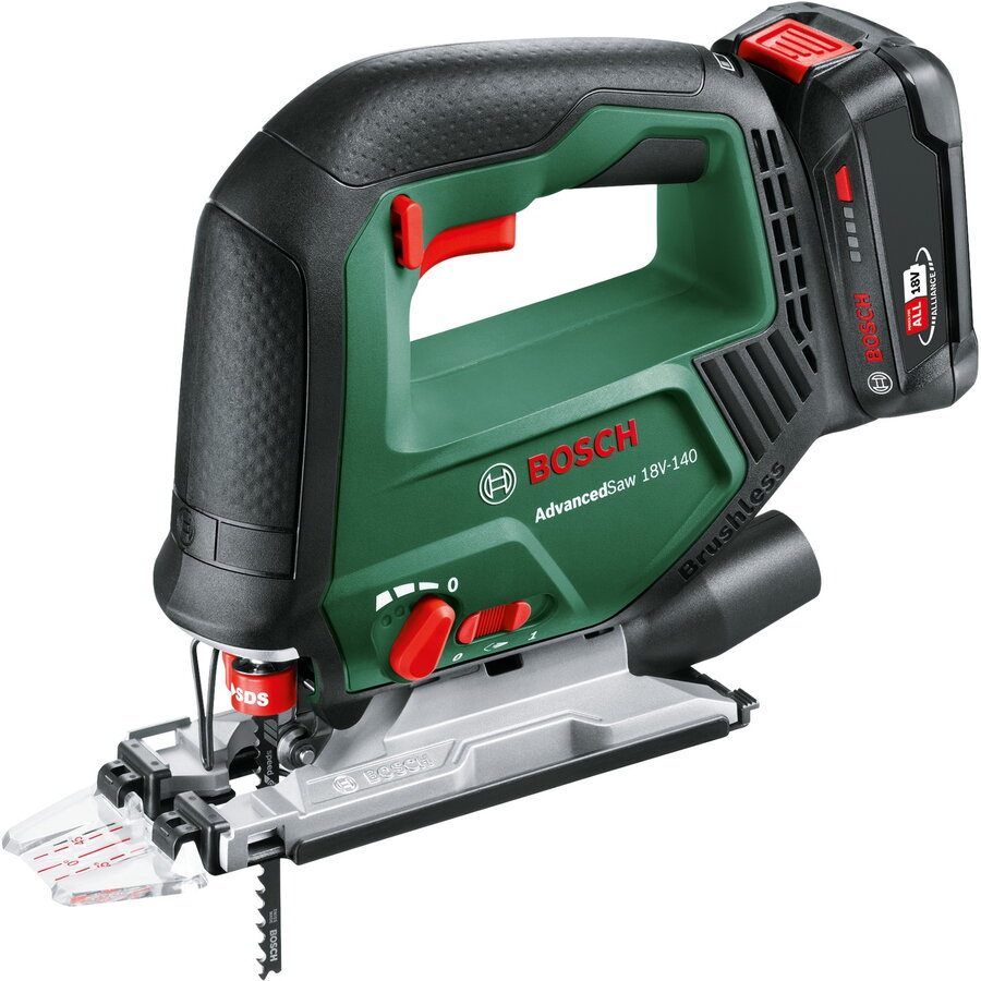Bosch Powertools cordless jigsaw AdvancedSaw 18V-140 (green, without battery and charger, POWER FOR ALL ALLIANCE)