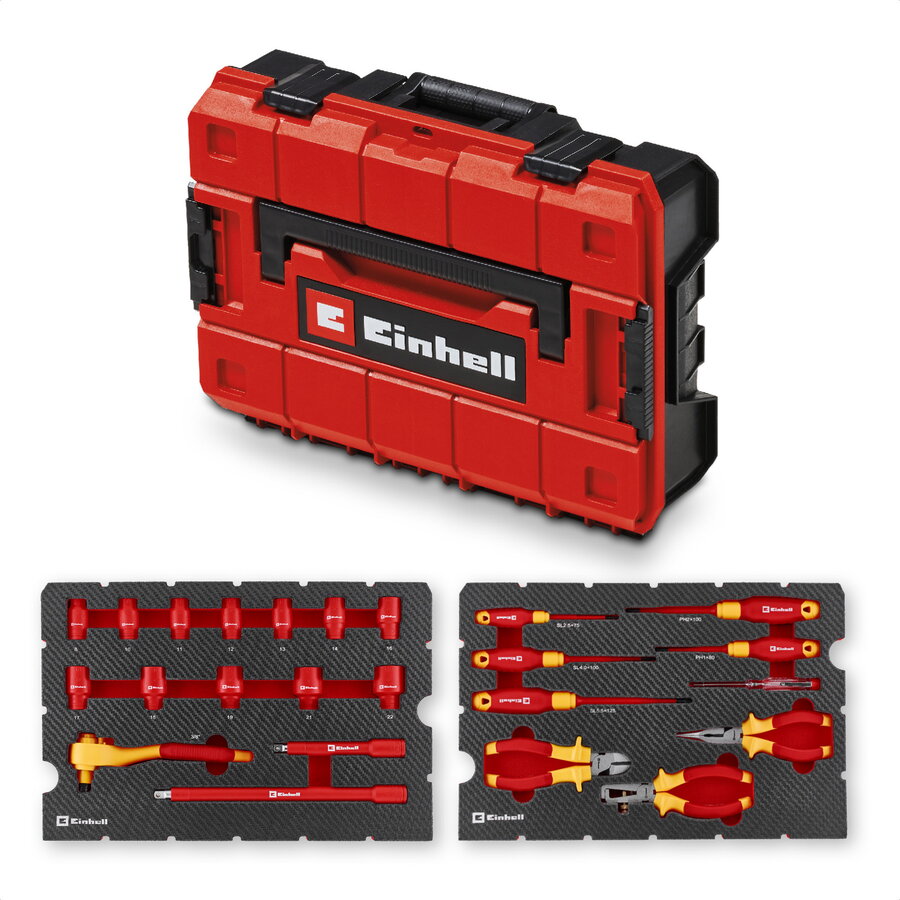 E-Case Electrical VDE Tool Case, 24 Pieces (Red/Yellow, with Tool Assortment for Electricians)