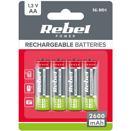 ACUMULATORI NI-MH AA R6 2600MAH BLISTER 4 BUC REBEL