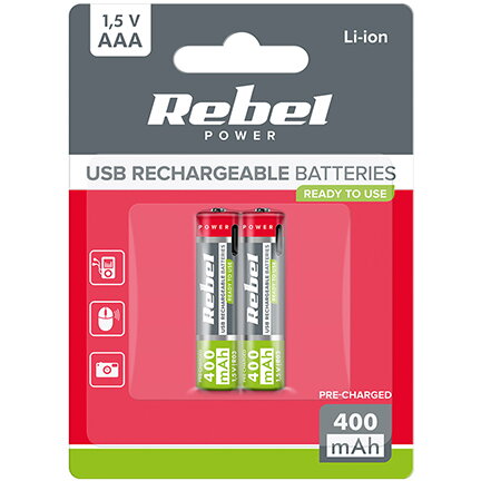 ACUMULATORI LI-ION AAA R3 400MAH USB-C BLISTER 2 REBEL