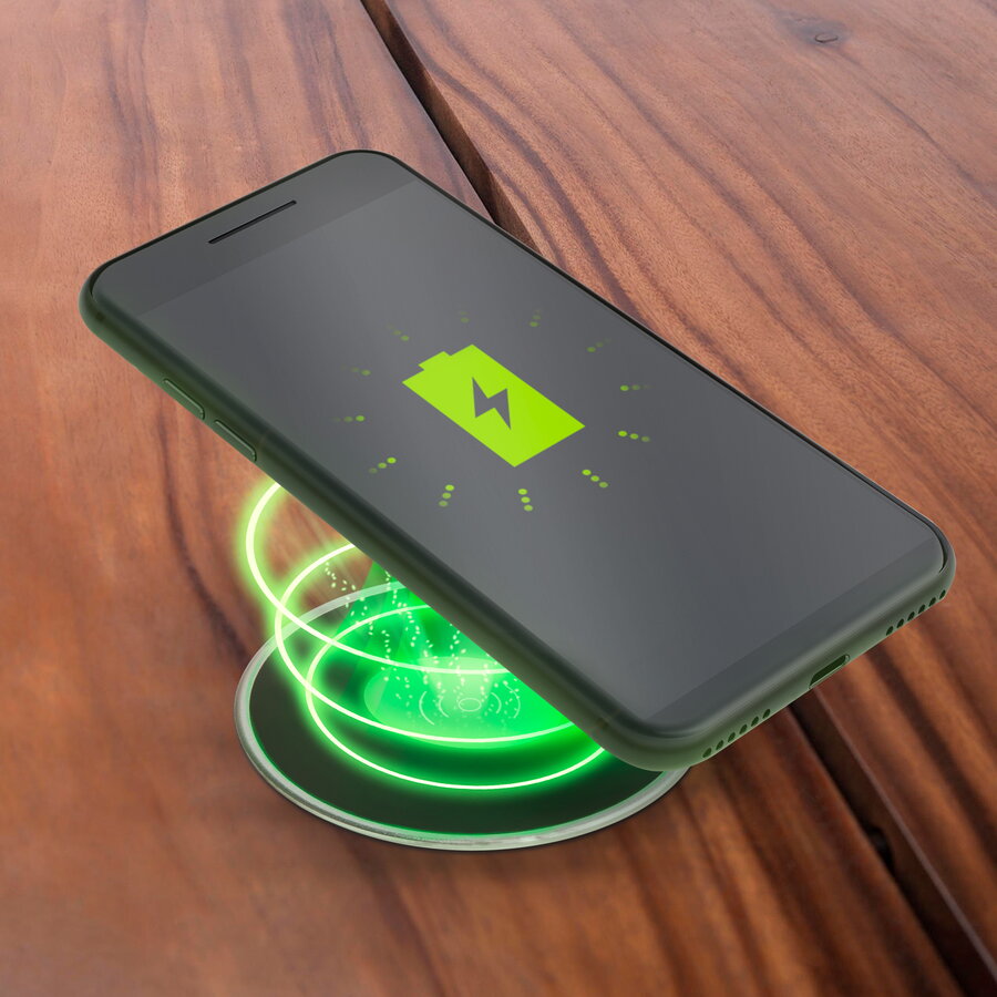 Incarcator Wireless Incorporabil 10W Qi Blat Birou Telefon Compatibil iPhone Samsung USB Negru