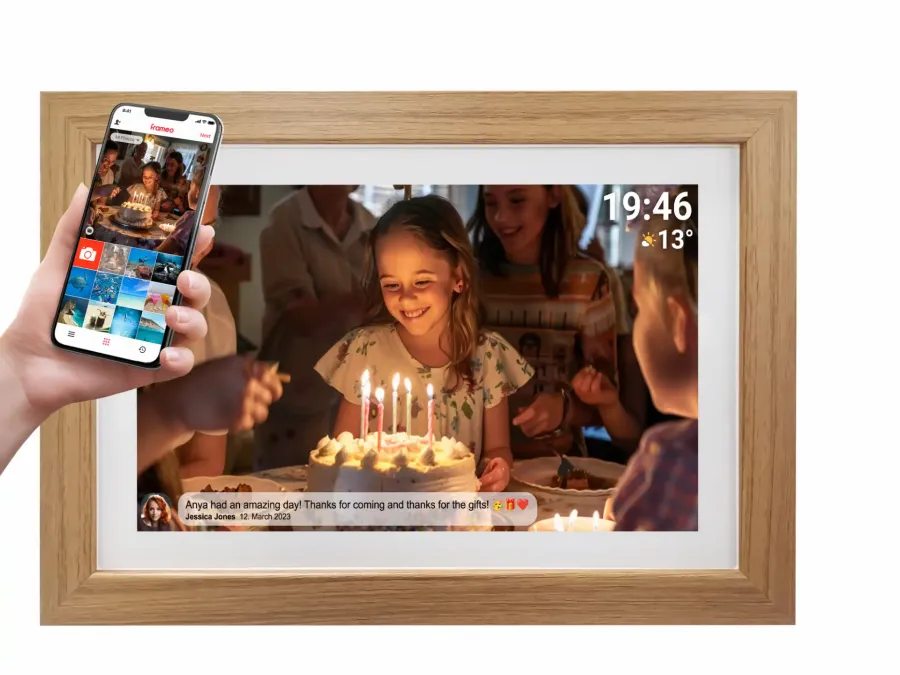 Ramă Foto Digitala Denver PFF-1543LW FRAMEO Ecran FHD Tactil 15.6Inch Stocare 16GB Wi-Fi Light Wood
